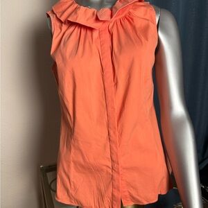 Lafayette 148 New York Coral Ruffle Blouse